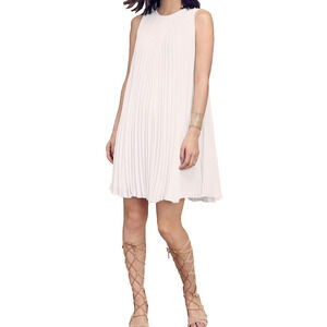 Maggy London New Women's Ivory Pleated Shift Dress 14 Sleevless Wedding Party